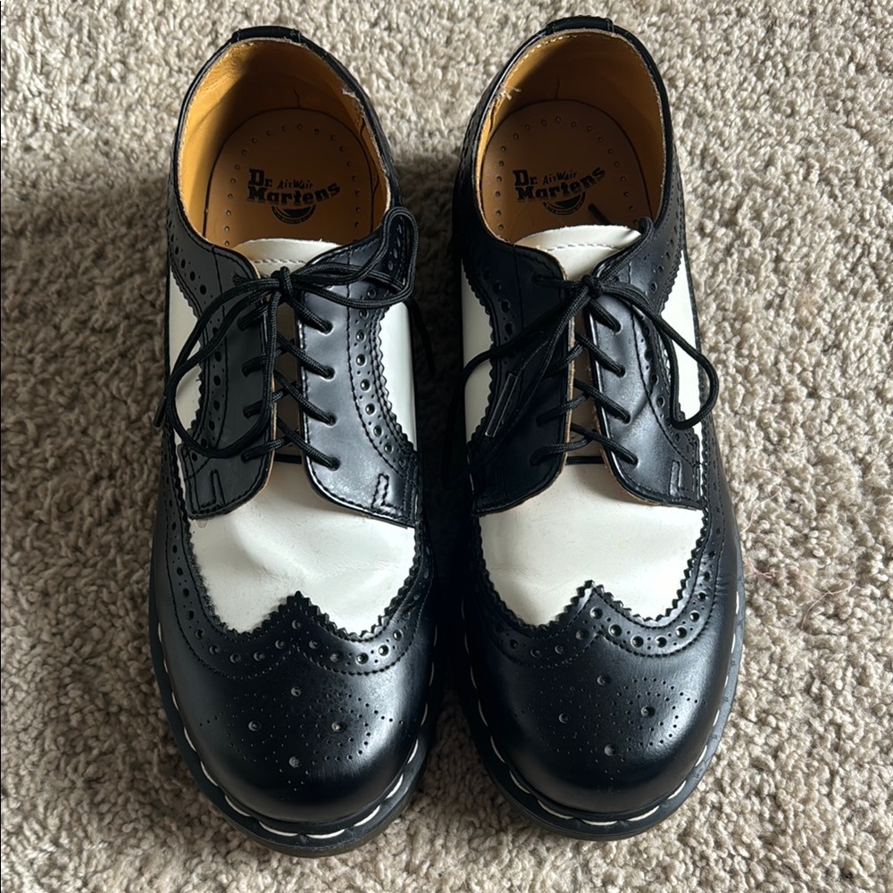 Dr. Martens Black and White Brogue Loafers Oxfords Shoes